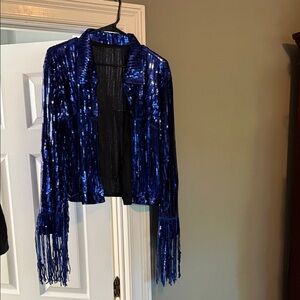 Sequin Fringe Blue Jacket